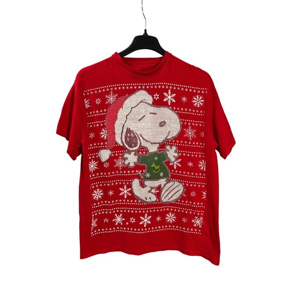 Peanuts Snoopy Christmas T-Shirt XL Cotton Holiday Graphic Tee - Picture 1 of 3